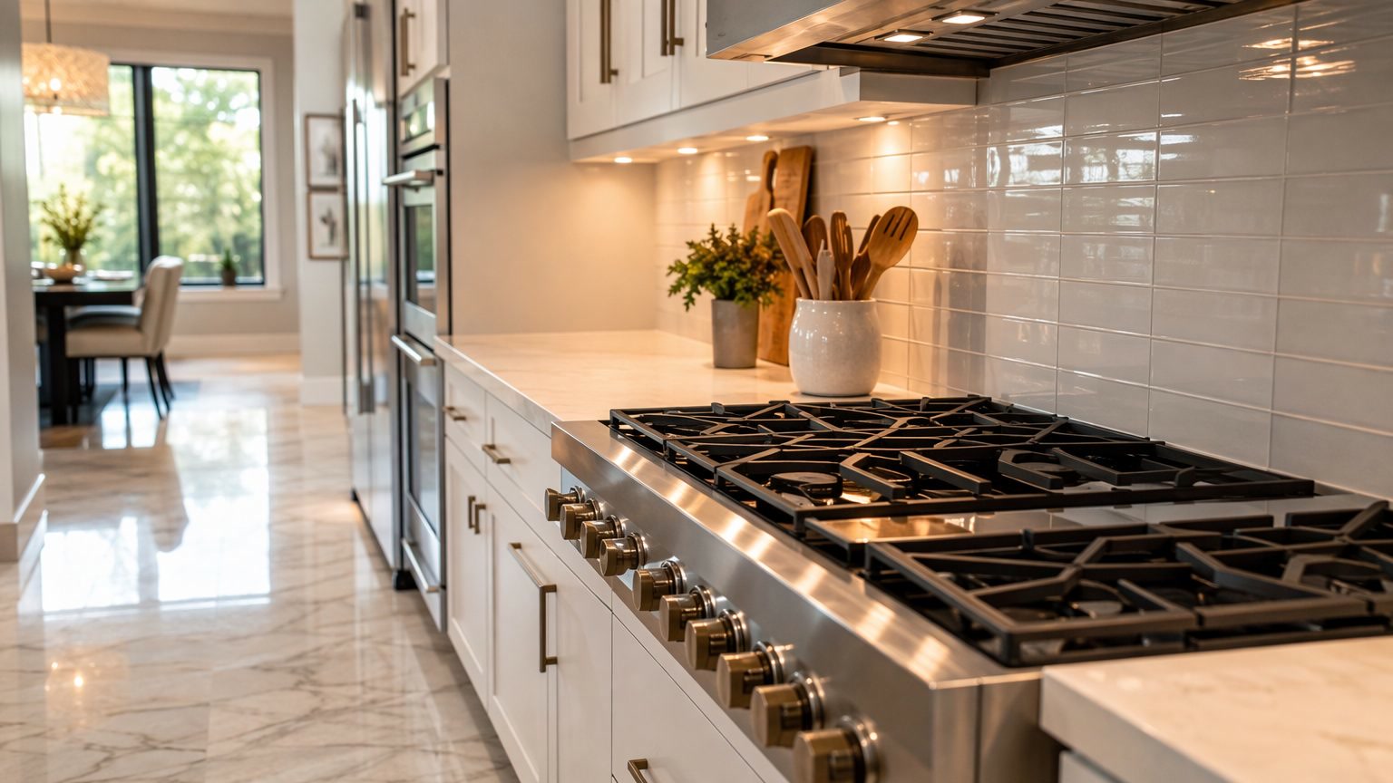 Immaculate modern kitchen after a deep cleaning